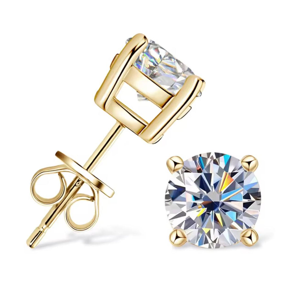 925 Silver GRA Certified 1 CT & 1 CT Moissanite Stud Earrings D/VVS1 Lab Diamond Four-jaw Earring Women Jewelry