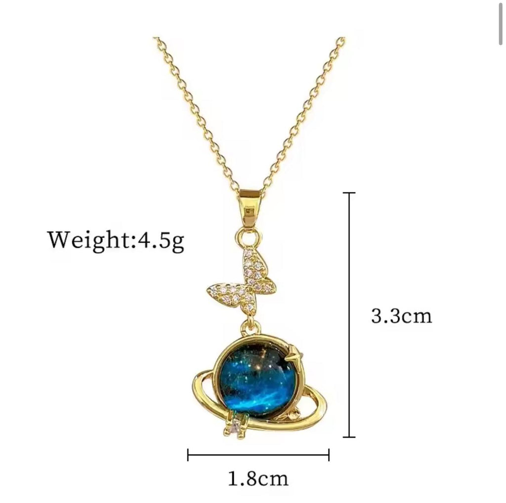 18K Gold Diamond Light Luxury Space Planet Star Series Necklace for Women Gold Color Planet Moon Astronaut Pendant Necklaces Jewelry Gifts