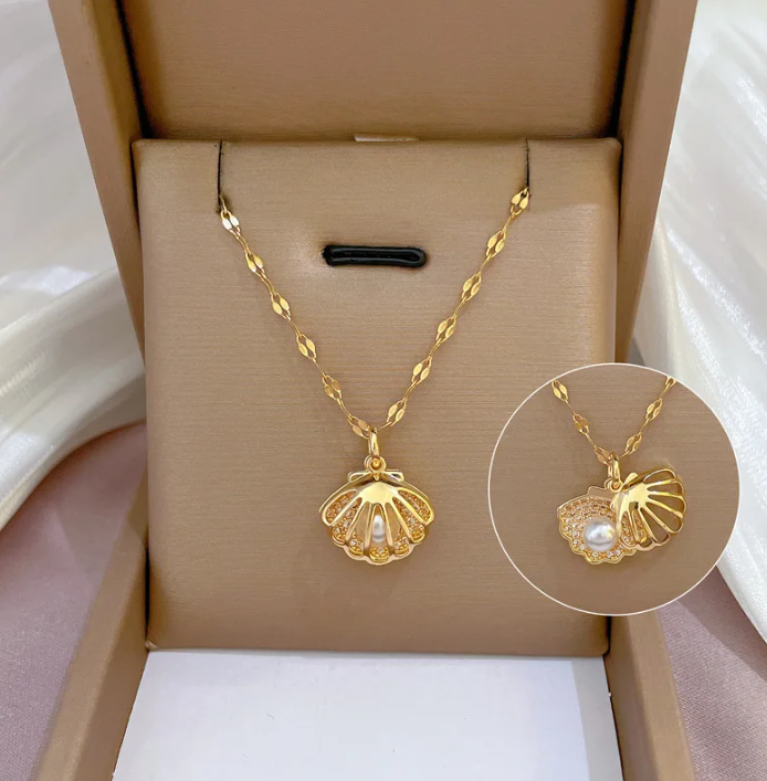 Love Heart|French Shell Pearl Locket Necklace for Women