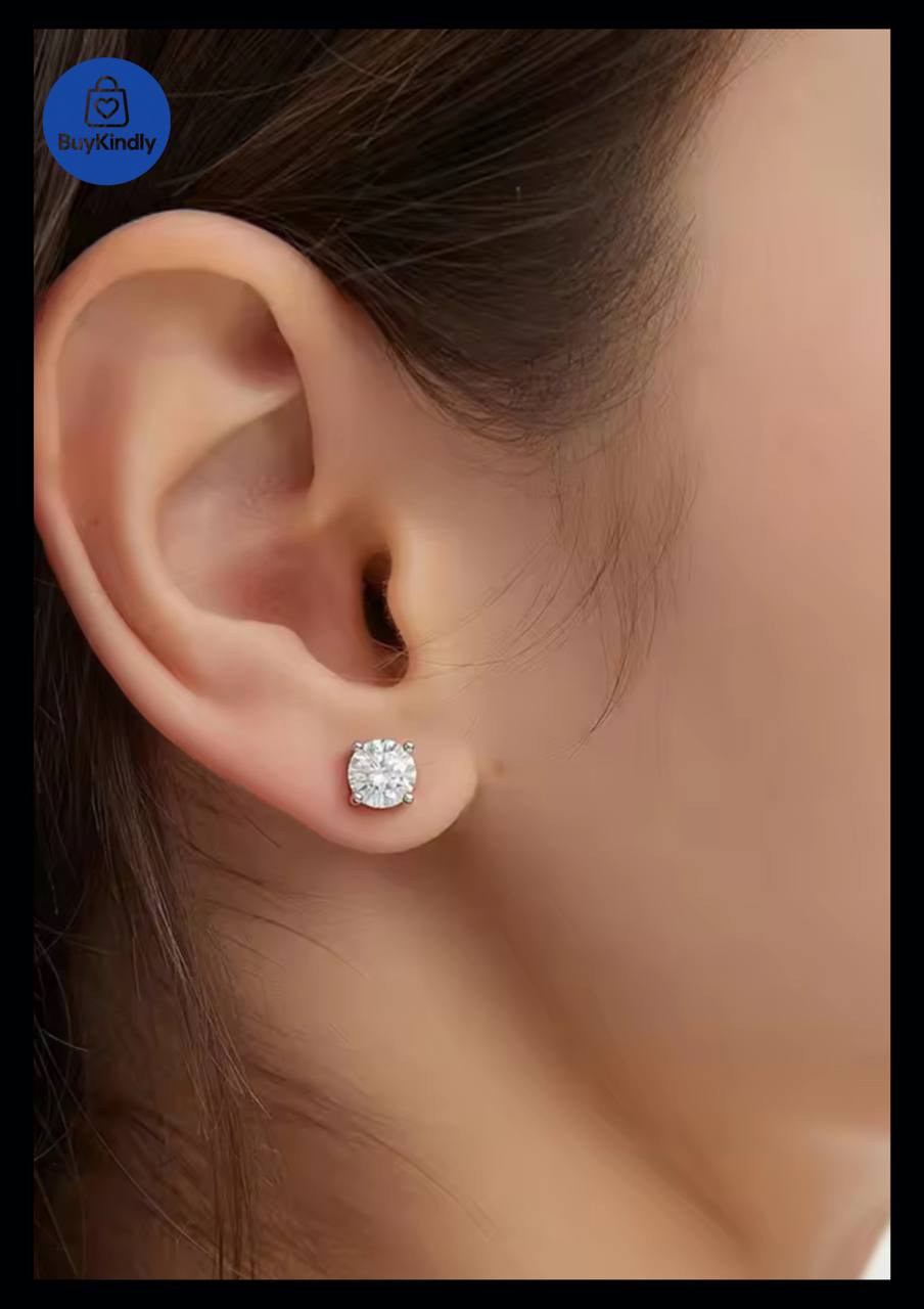 925 Silver GRA Certified 1 CT & 1 CT Moissanite Stud Earrings D/VVS1 Lab Diamond Four-jaw Earring Women Jewelry