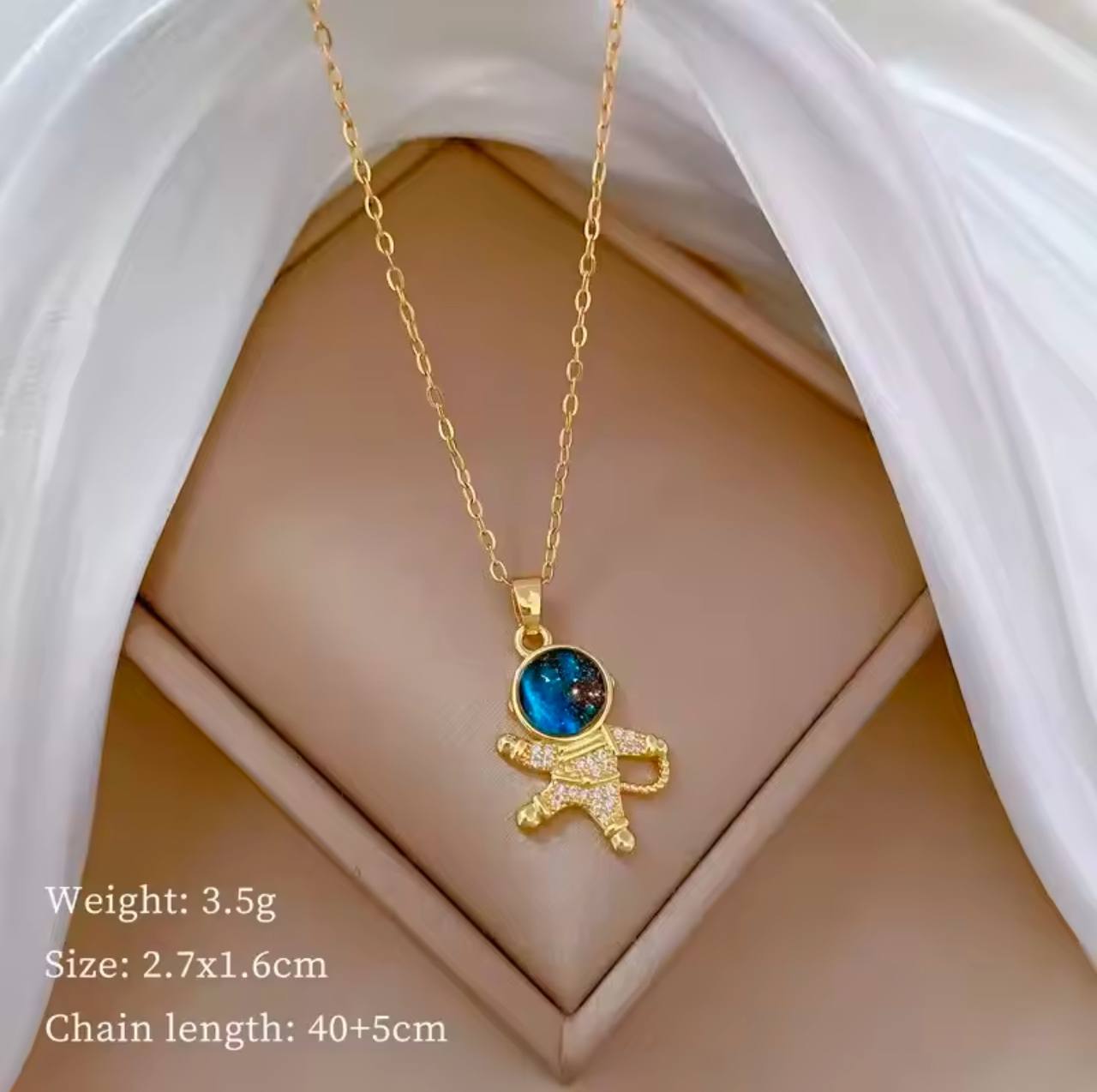 18K Gold Diamond Light Luxury Space Planet Star Series Necklace for Women Gold Color Planet Moon Astronaut Pendant Necklaces Jewelry Gifts