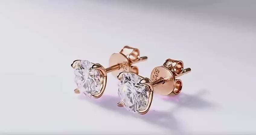 925 Silver GRA Certified 1 CT & 1 CT Moissanite Stud Earrings D/VVS1 Lab Diamond Four-jaw Earring Women Jewelry