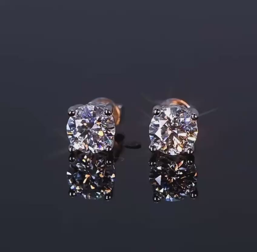 925 Silver GRA Certified 1 CT & 1 CT Moissanite Stud Earrings D/VVS1 Lab Diamond Four-jaw Earring Women Jewelry